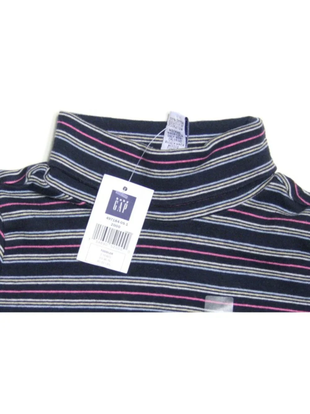 NWT Baby Gap Striped Long-Sleeve Infant Girl T-Shirt NAVY 100% Cotton Bear Logo